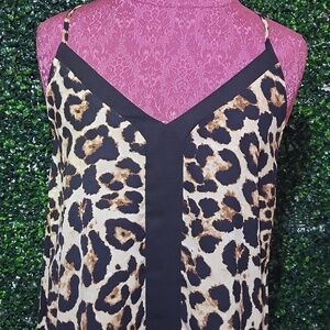Main Strip Leopard Print Camisole with Black Trim